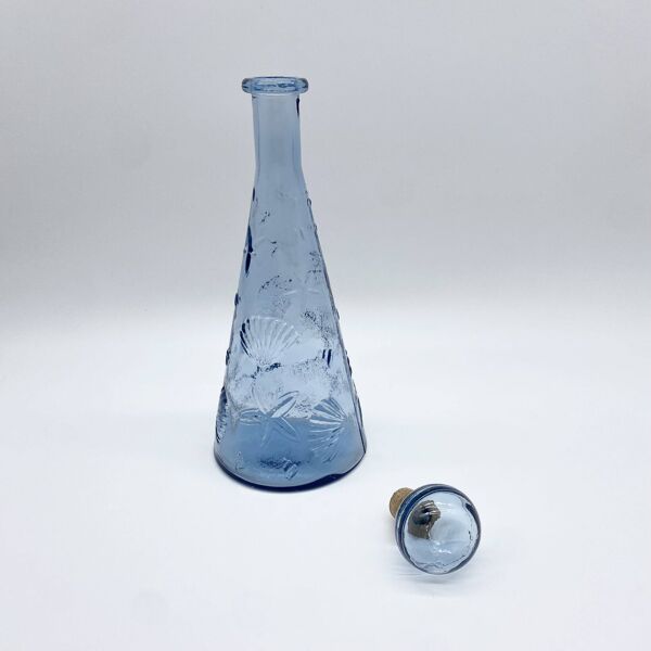 Carafe ''fonds marins'' verre bleu – Empoli, 1970s