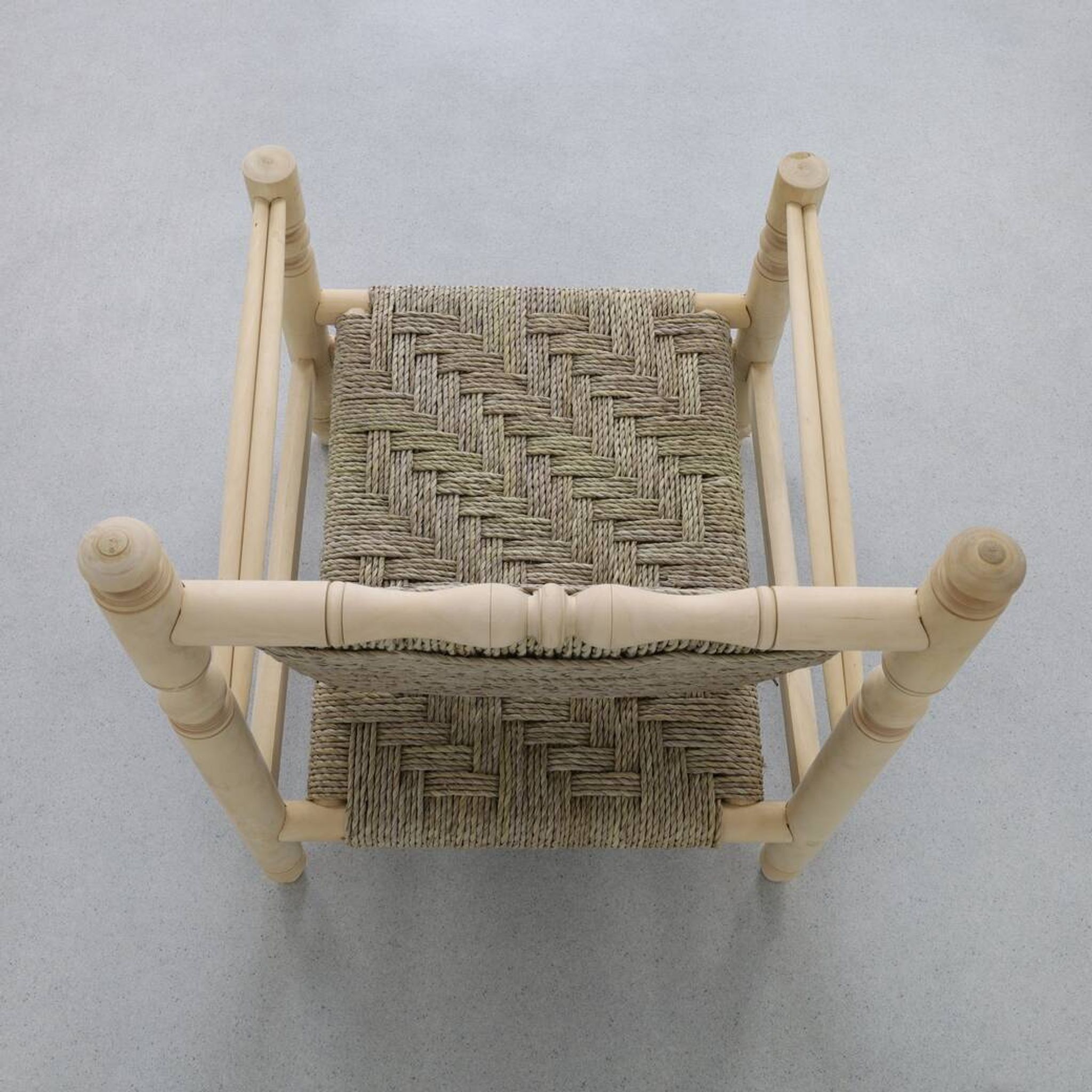 Chaise basse vintage en corde de teck naturel, années 1970