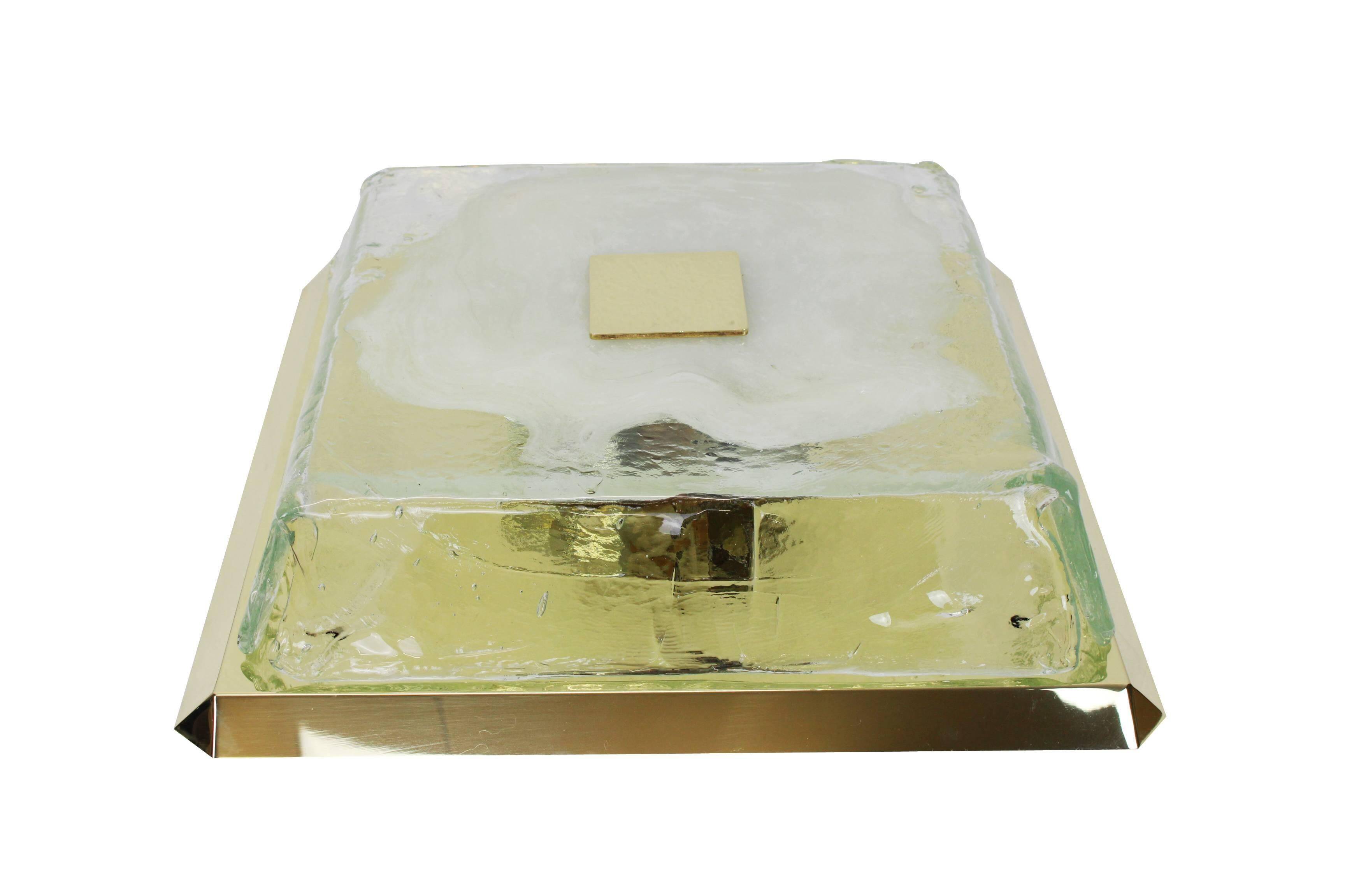 Square ceiling light Kalmar in organic Murano glass, Austria, 1960s.