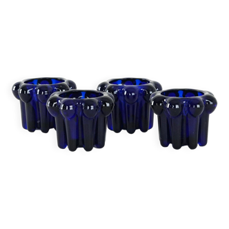 Set of cobalt candle holders, French design, 1970s, manufactured in Reims