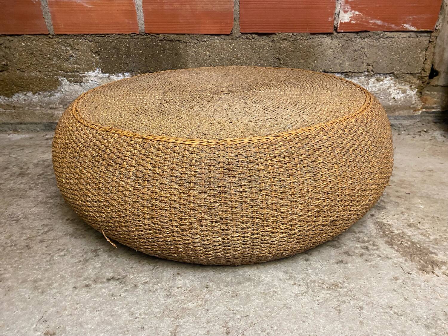 Vintage 1970s braided rope coffee table