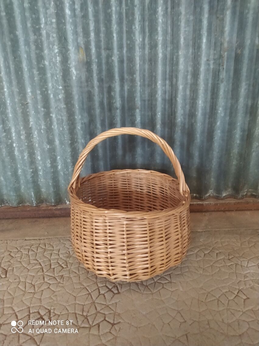 Panier rond de rangement en paille - Jujuhat Vintage