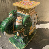 Lot of 2 vintage glazed ceramic elephants.