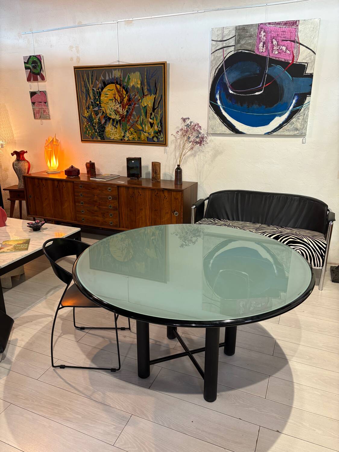 Glass dining table, 1980