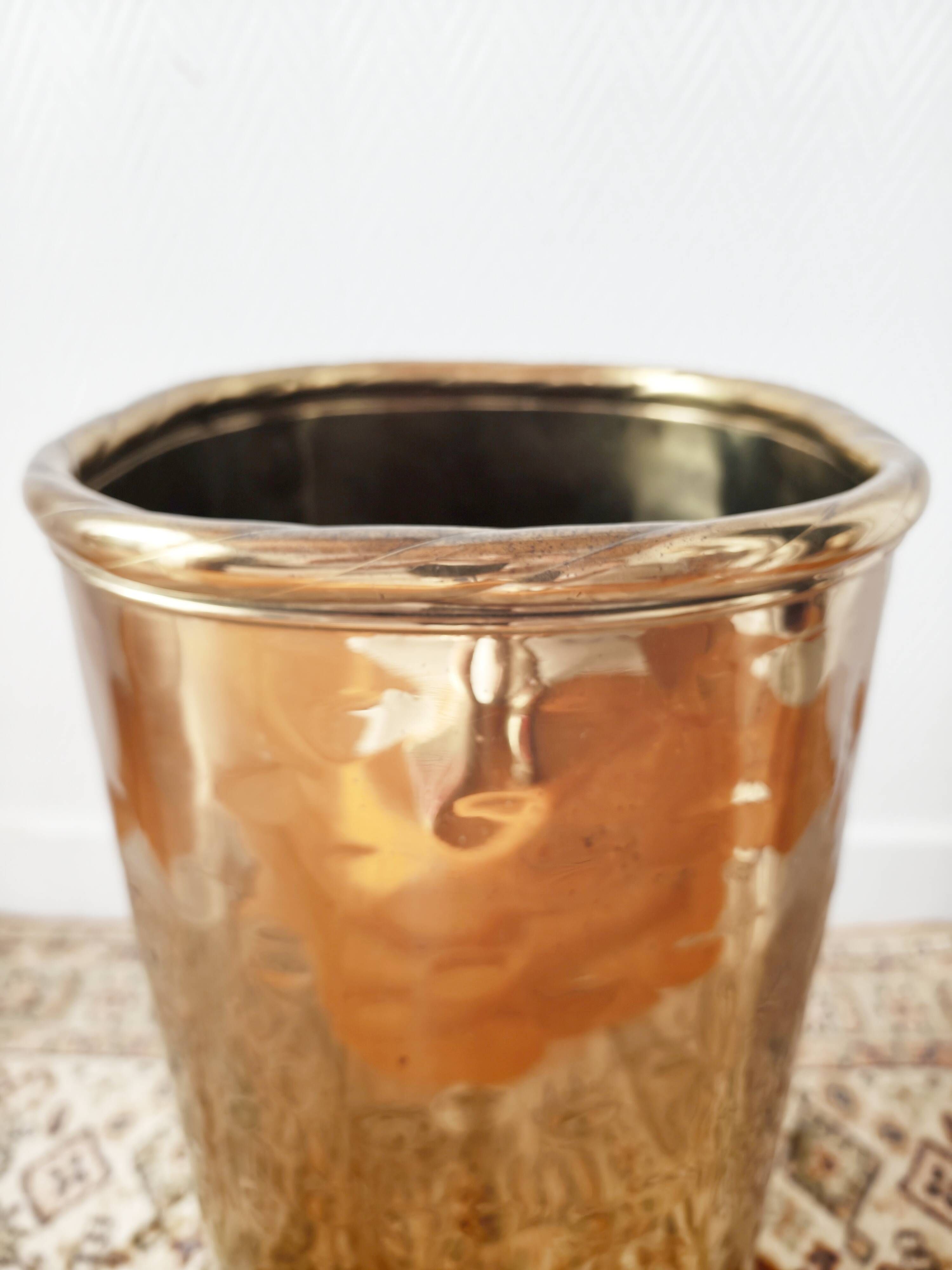 Italian brass hammered umbrella stand 1970-80