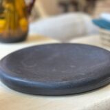 Vintage sculptural polished black marble donut plate flat tray empty po