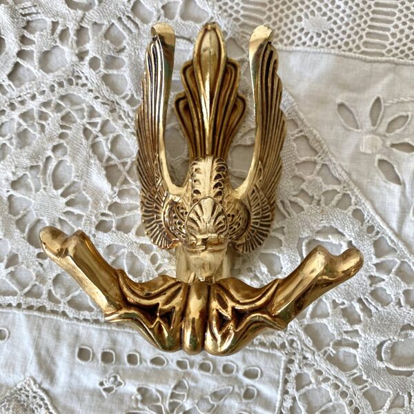 Patère double style Hollywood Regency , cygne laiton