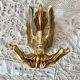 Double coat hook in Hollywood Regency style, brass swan