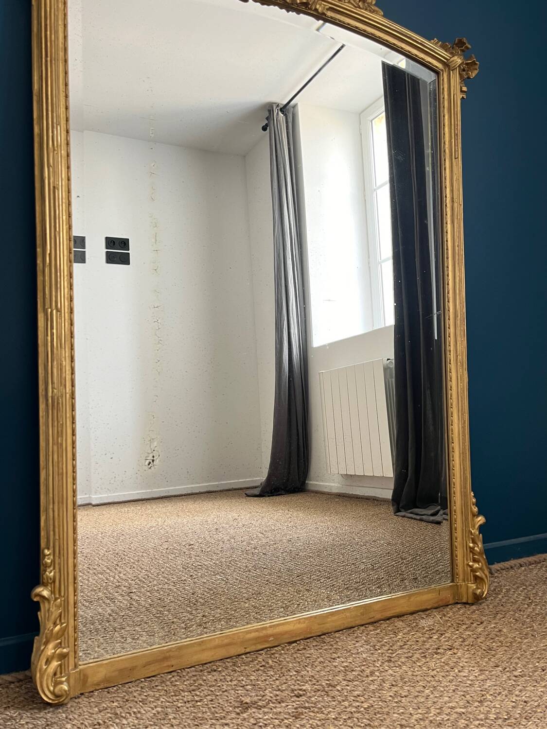 Antique mirror with pediments 138cm beveled glass