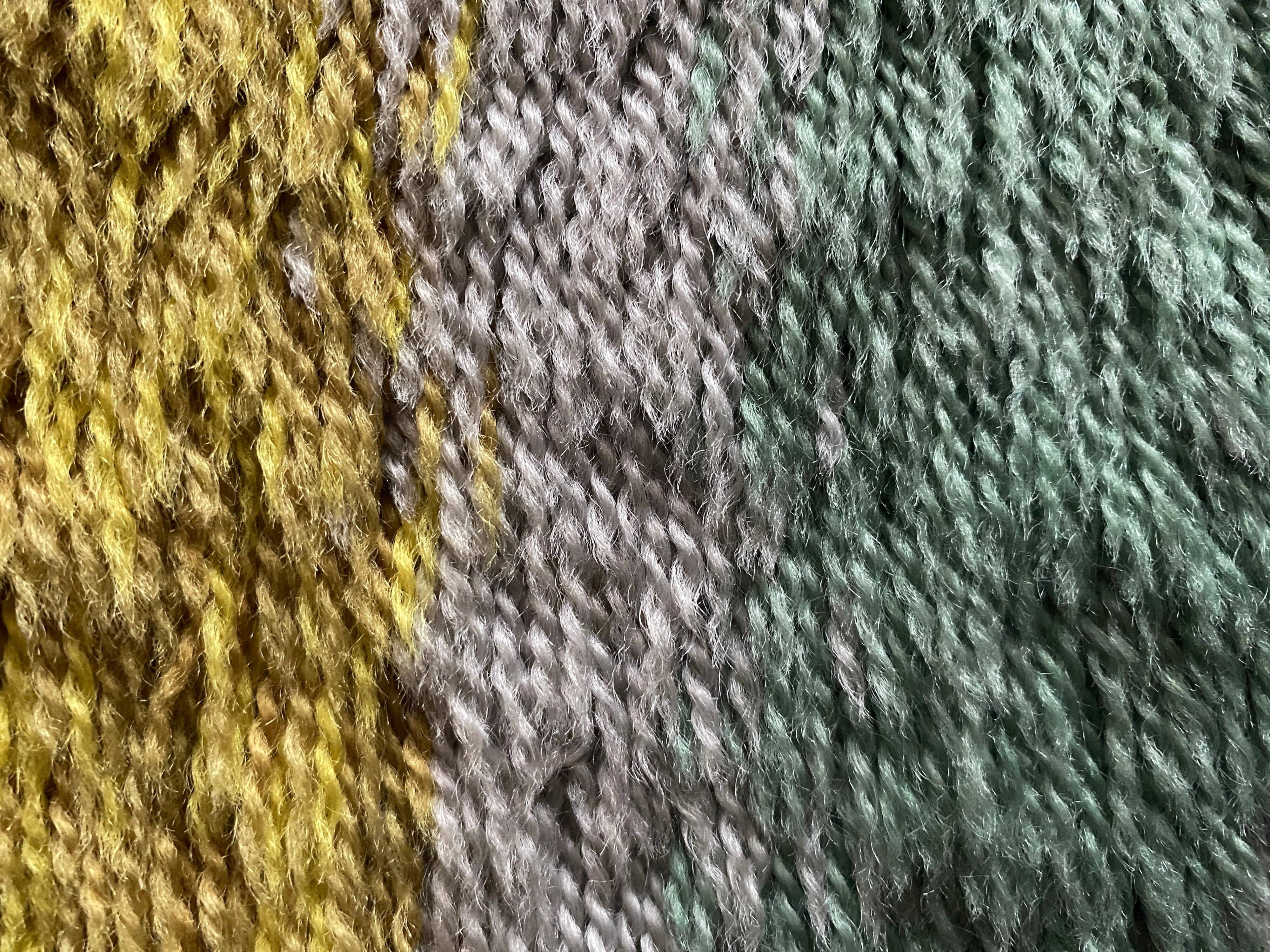 Mid-century Modern High Pile, Yellow, Aquamarine & Grey Rya Rug, Sweden, 1960s