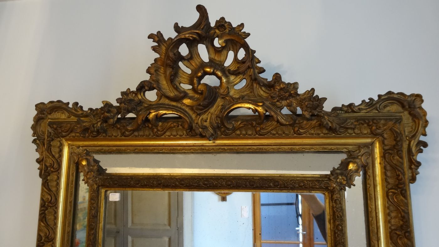 19th century golden stucco parcloses mirror 89x130cm