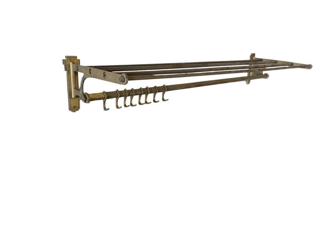 Vintage wall coat rack in gilded brass