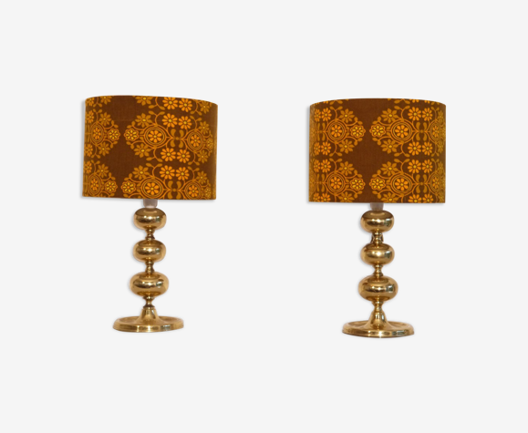 Paire de lampes scandinave en laiton 1970