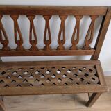 Old church bench in pitch pine, rustic charm and authentic patina.