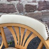 Pair of vintage curved wood bistro armchairs