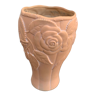 Vase terracotta avec un motif de roses en relief céramique vintage