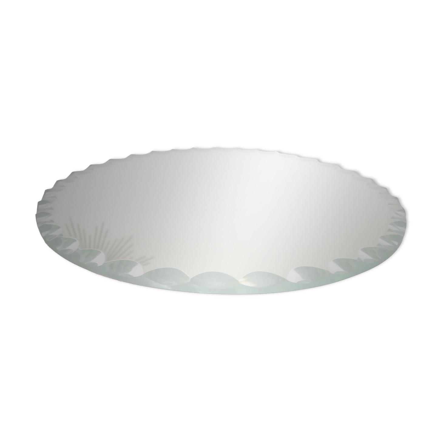 Vintage round mirror, freestanding, Art Deco, bevelled, 1940s 50s