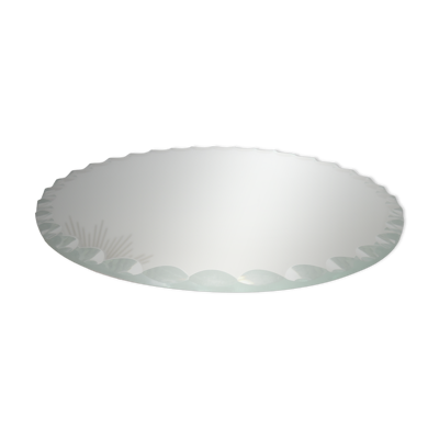 Ancien miroir rond, à poser, art déco, biseauté, années 40 50