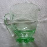 Pitcher jug vintage green color molded glass of water