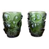 Pair of pressed glass vases - molded art deco period circa 1930