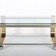 Vintage coffee table in gold metal and double glass top, 70s