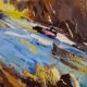 vraie peinture paysage étang 80 cm