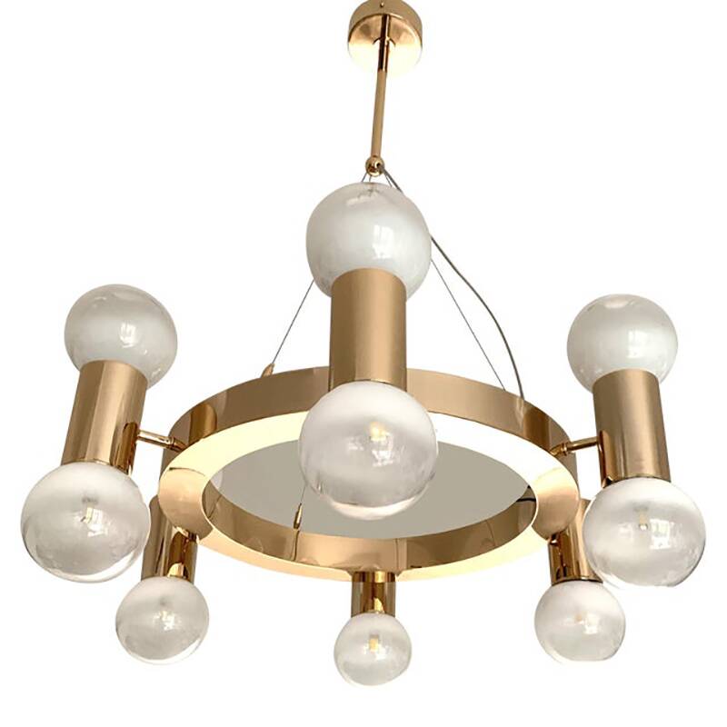 Lustre contemporain de luxe à anneaux avec sphères blanches dégradées par SimoEng