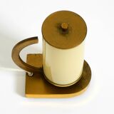 Rare and beautiful 1940s brass table lamp with opal glass shade