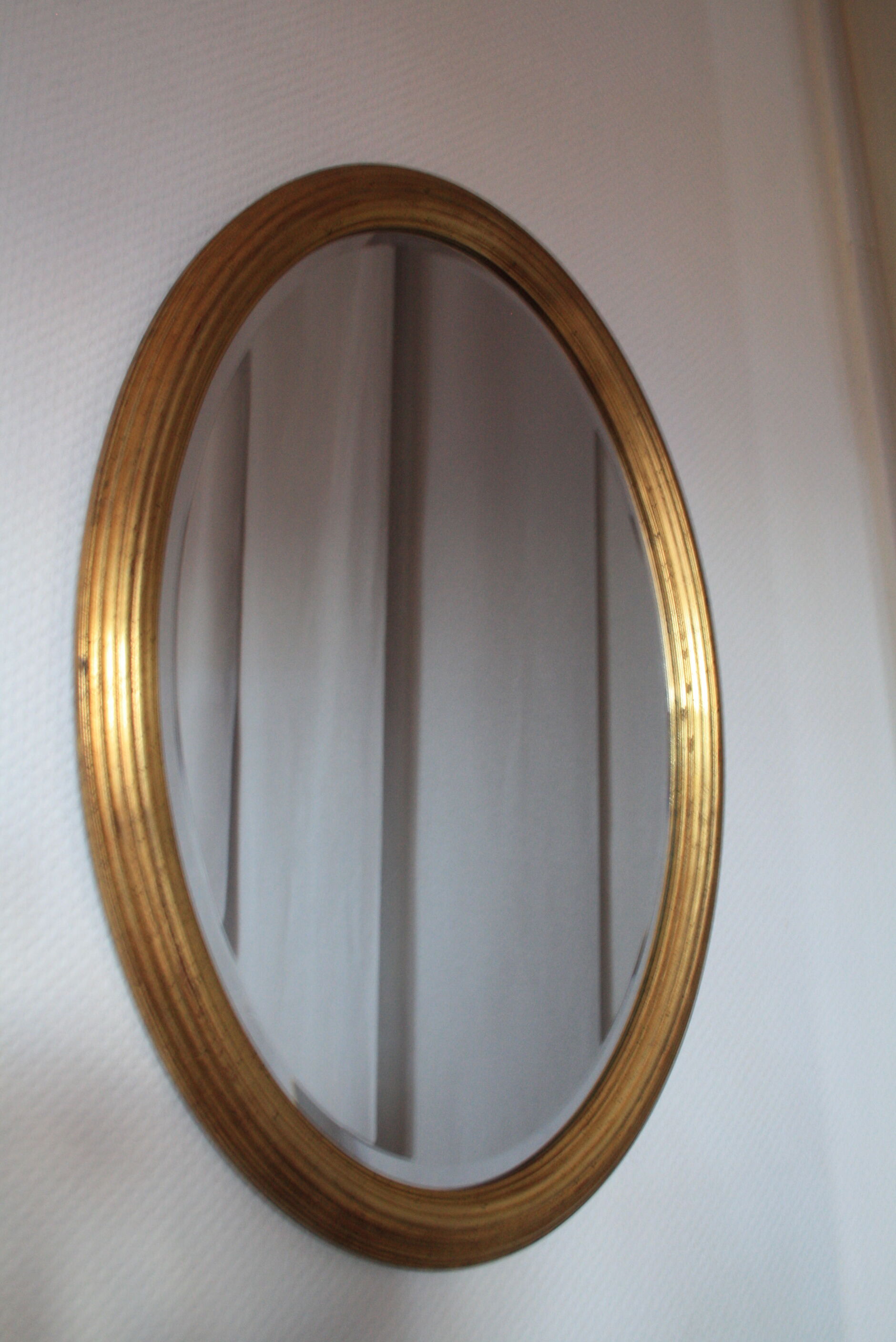 Oval mirror bevelled wood gold 80 x 55 cm