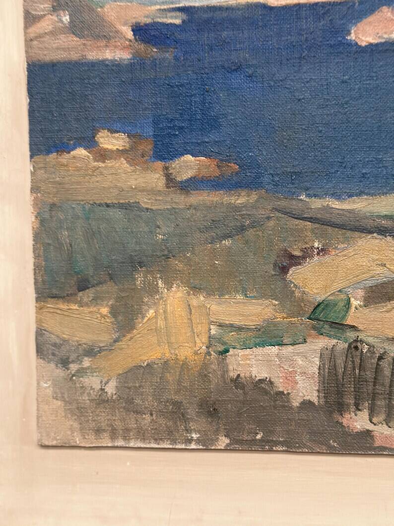 Original Swedish Oil on Panel - "Water Landscape" by Leo Janis - Signed - Vintage and Framed - 59 × 49 cm (23.2" × 19.2")