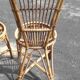 Paire de chaises et table rotin osier vintage XXème