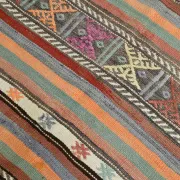 Vintage Turkish Green Kilim Rug, Bohemian Eclectic Home Decor, 176x230Cm