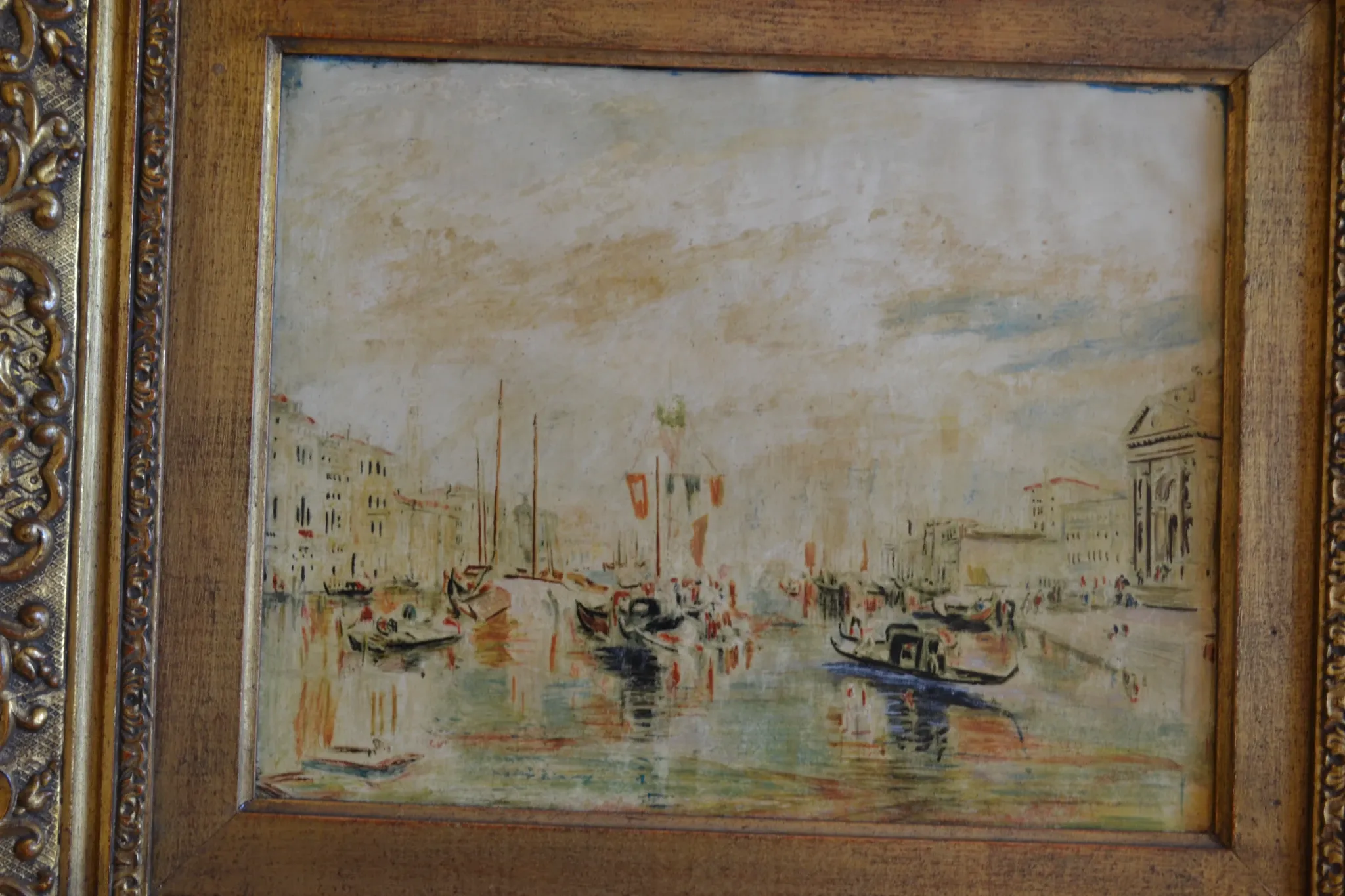 Venice "The Grand Canal" Old painting Oil on canvas