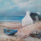 Painting breton landscape signed nedelec