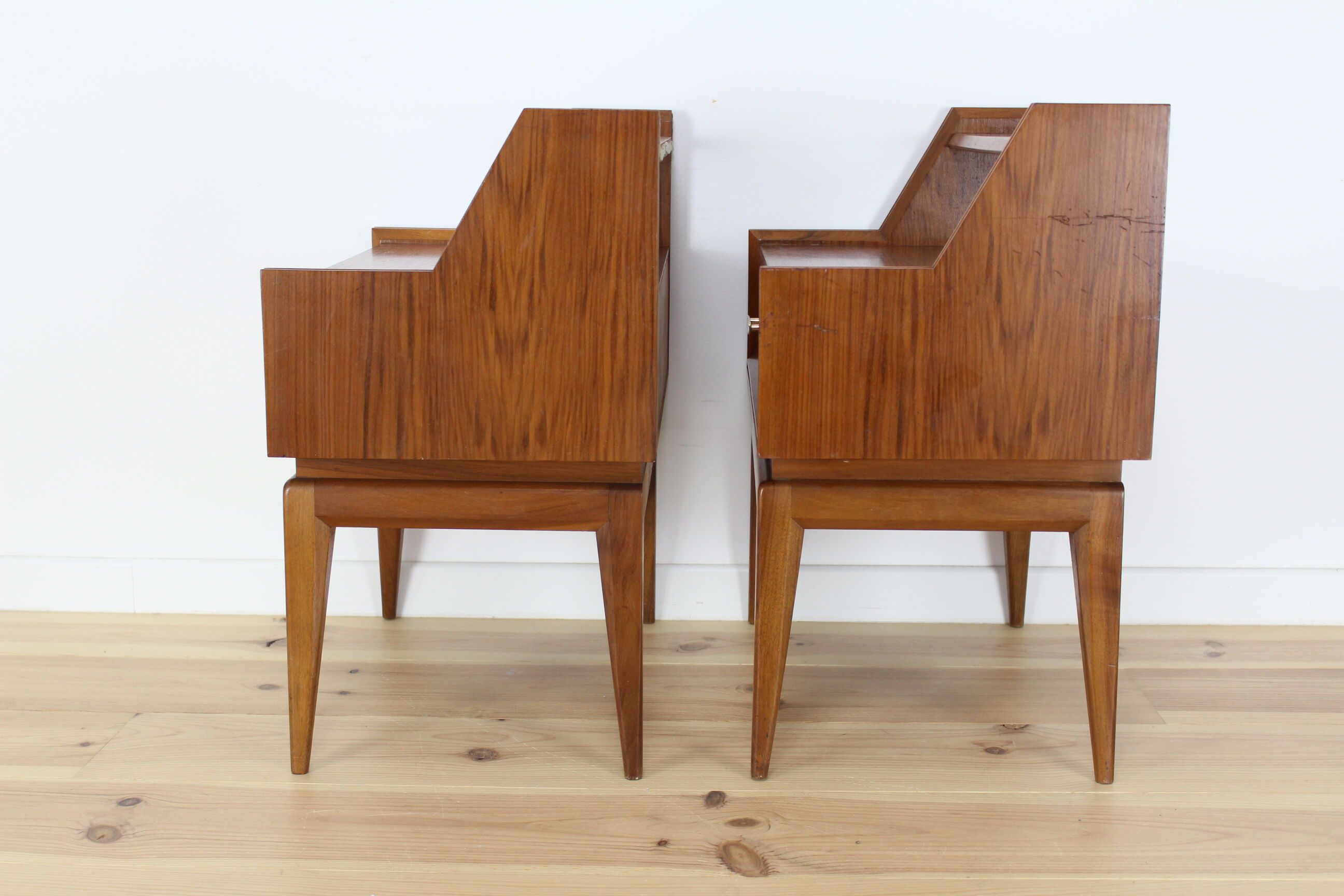 Pair of bedside tables or wooden nightstand, mid century, Scandinavian