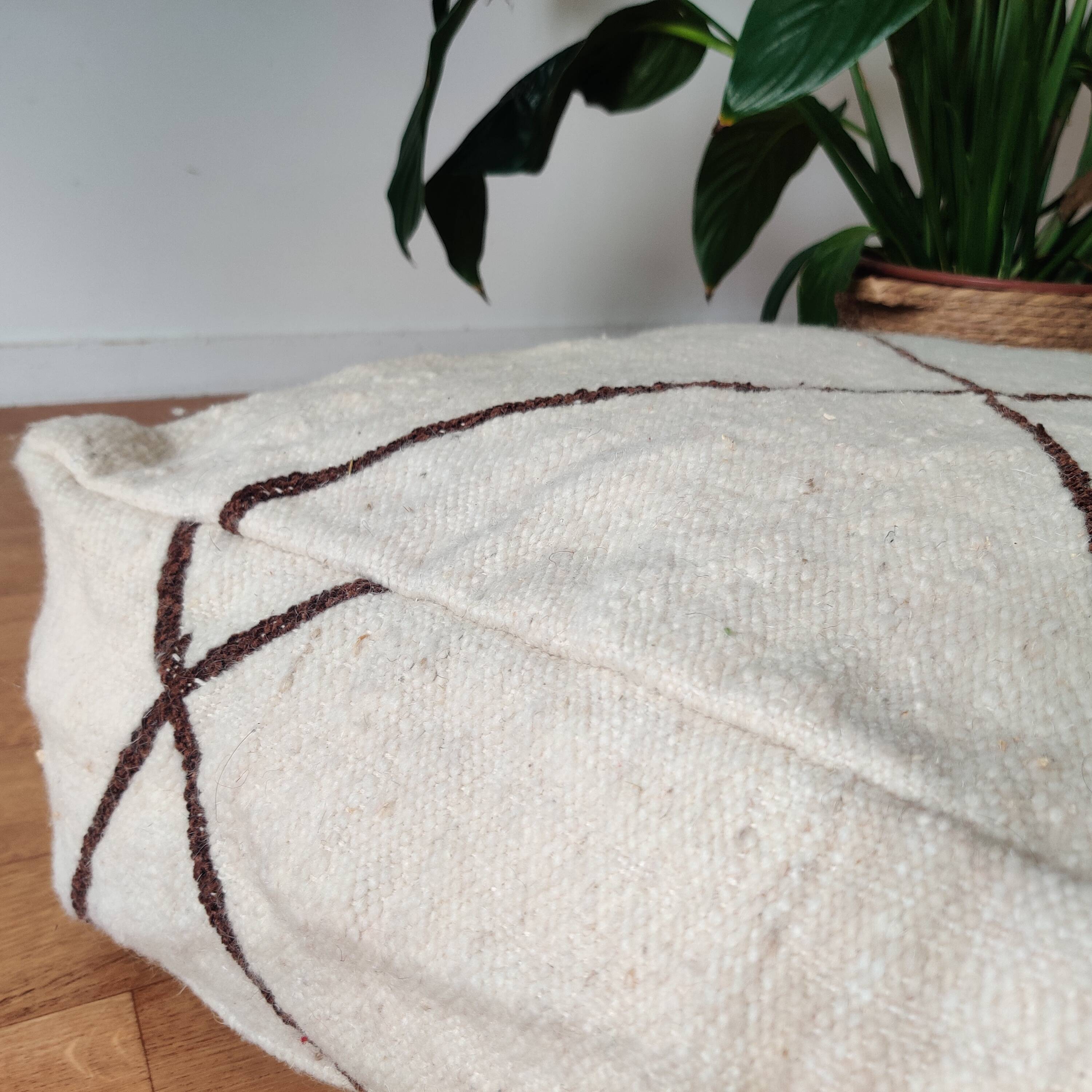 Berber Moroccan pouf in black and white.