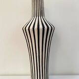 Graphic ceramic vase with black and white stripes