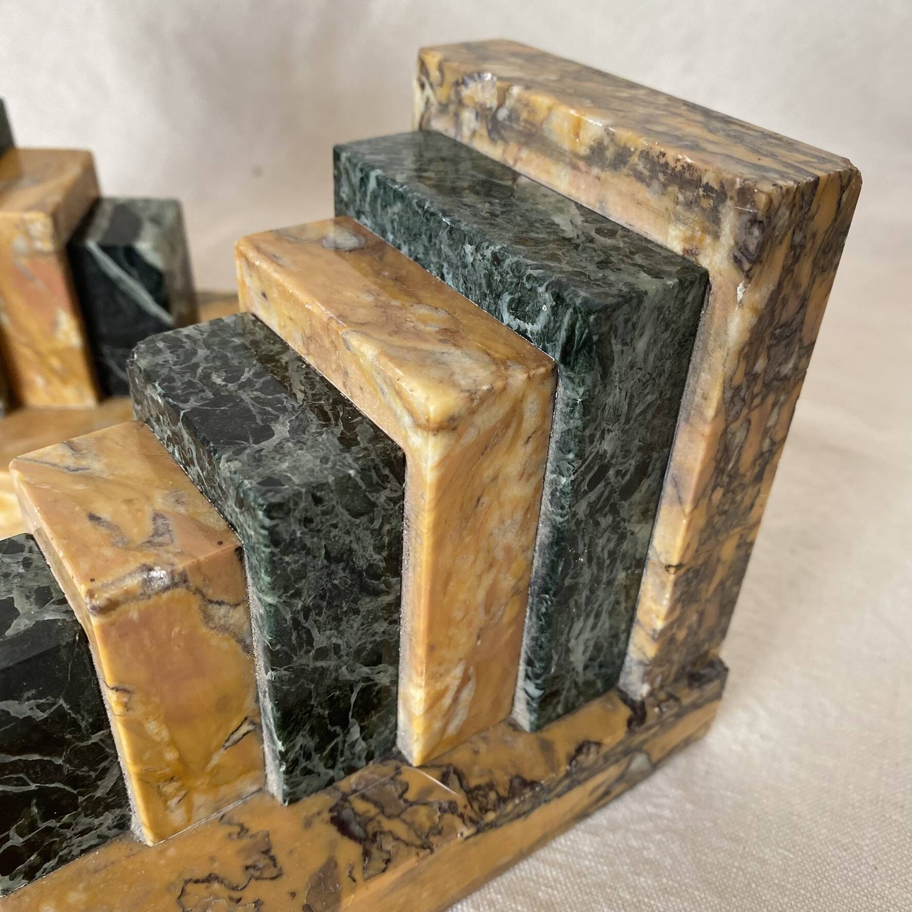 Pair of marble art deco bookends
