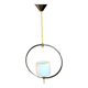Maison Lunel, Suspension Circulaire Mid-Century Noir et Laiton, France