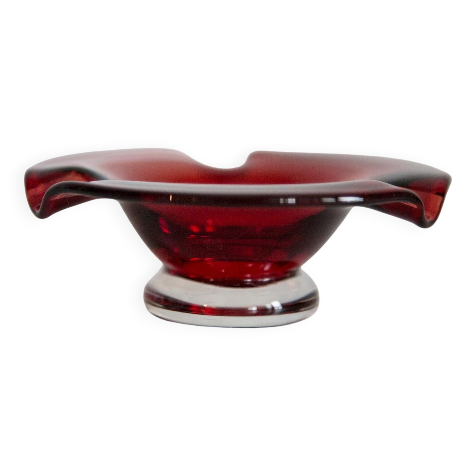 Cendrier en Verre Rouge du Milieu du Siècle, Italie, 1970s