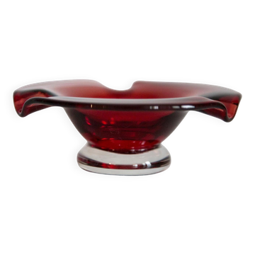 Cendrier en Verre Rouge du Milieu du Siècle, Italie, 1970s