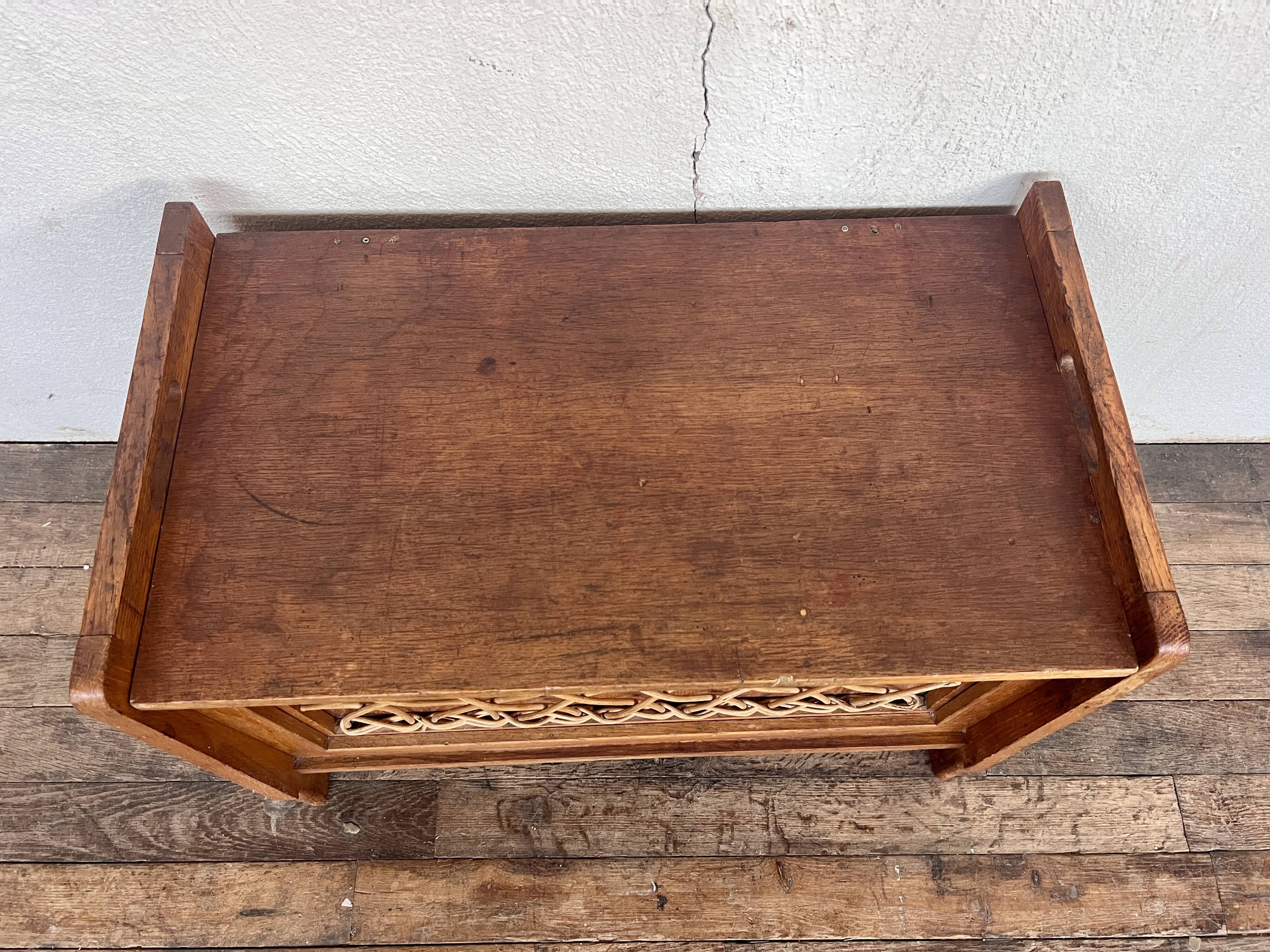 Toy chest / bench for children vintage rattan oak