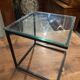Coffee table end of sofa harness design 1970 metal and glass marked pierre chevalier