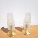 Pair of vintage diamond and brass tulip lamps