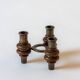 Tripod candle holder in wood and brass, Germany, 1960s/70s