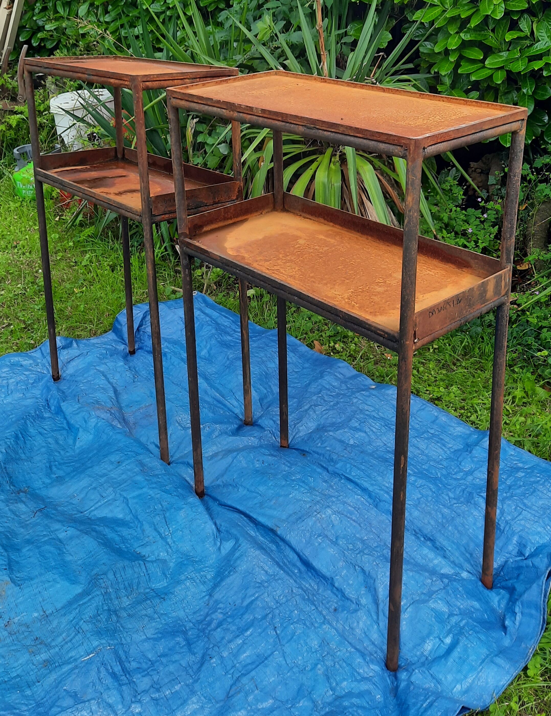 Pair of metal consoles