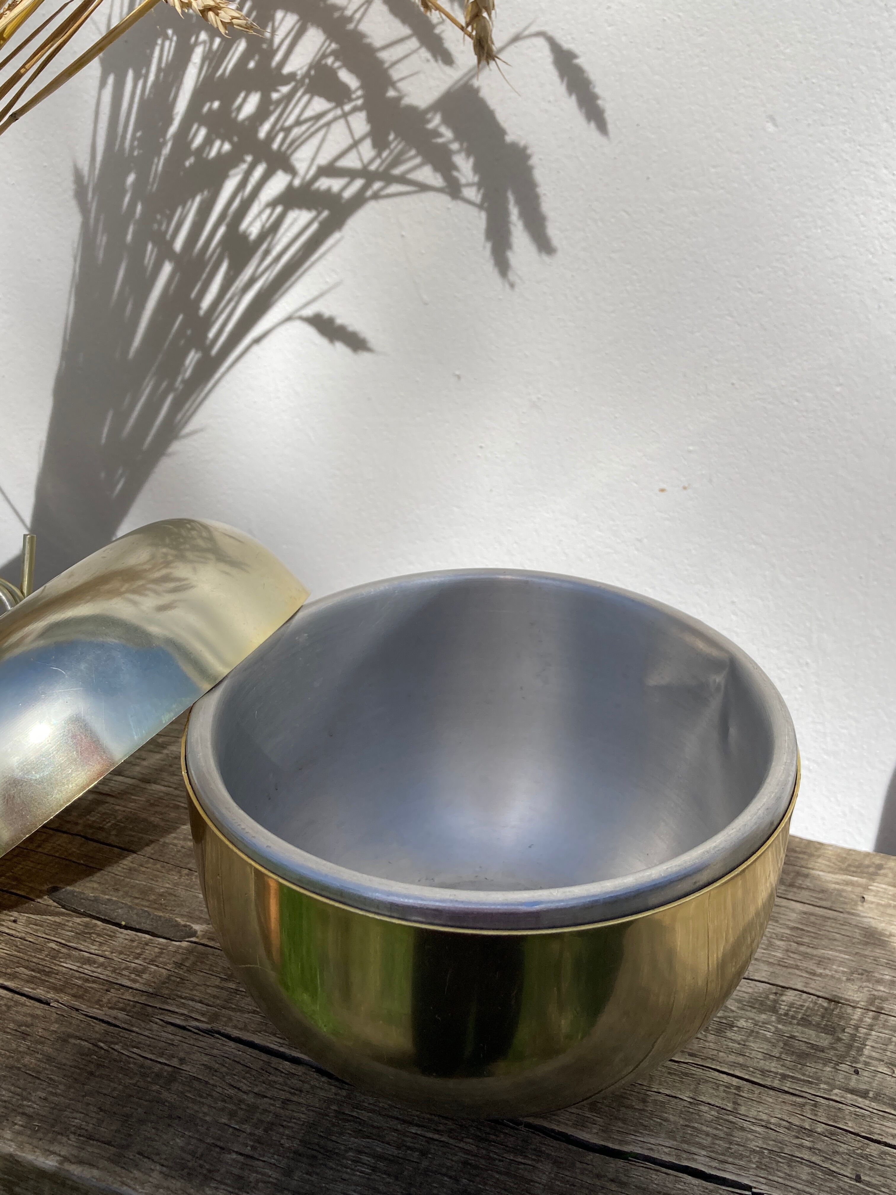 Golden apple ice bucket 1970 vintage fruit