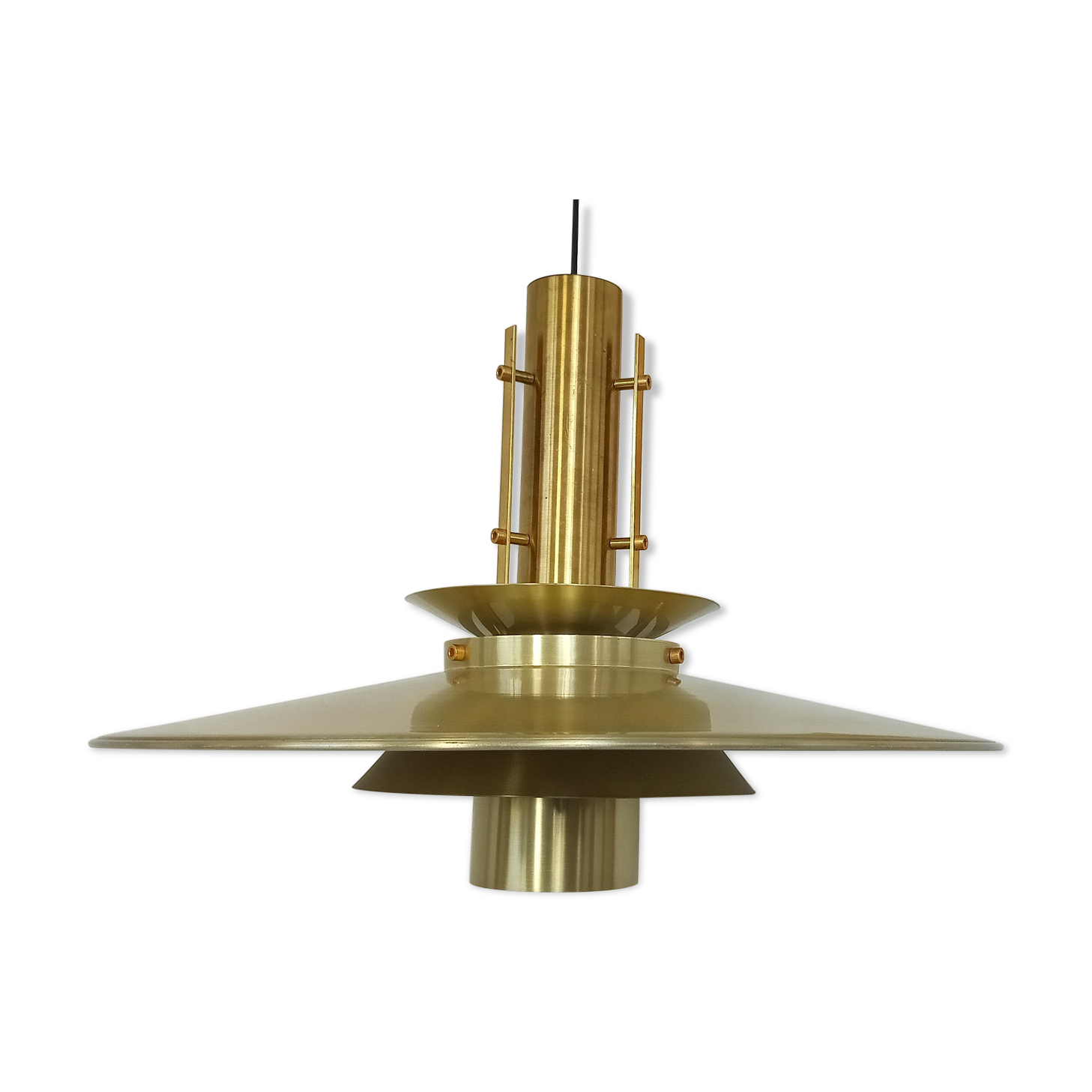 rare danish ceiling lamp by T H Valentiner in brass with 70 cm diameter