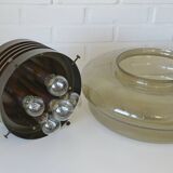 Vintage Brutalist Light X Large Glass Pendant Lamp Mid Century Modern 1980