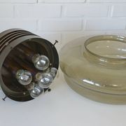 Vintage Brutalist Light X Large Glass Pendant Lamp Mid Century Modern 1980